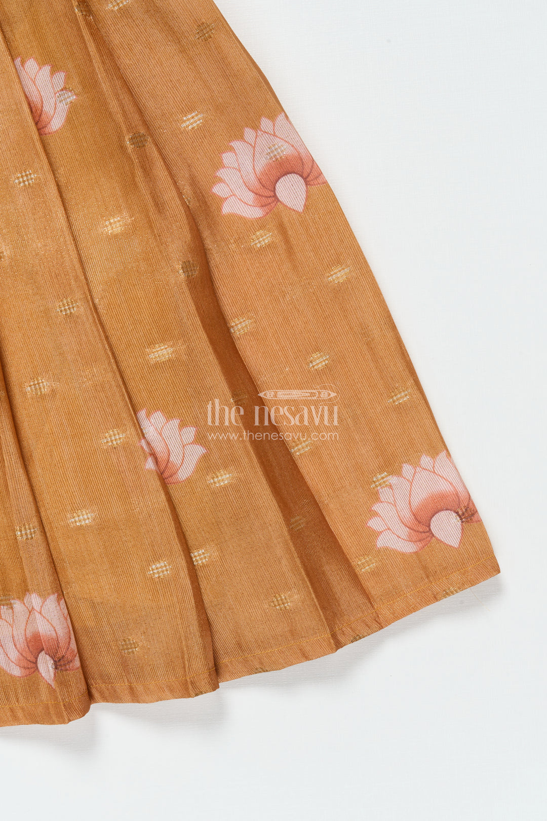 The Nesavu Silk Frock Baby Girl Semi-silk Frock for Festive Occasions and Temple Visits Nesavu Nesavu baby girl semi silk frock with Banaras digital print for weddings and festive celebrations