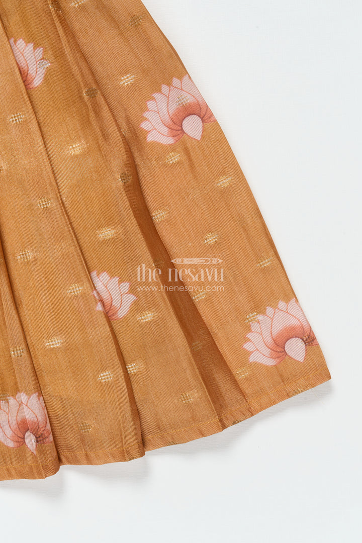 The Nesavu Silk Frock Baby Girl Semi-silk Frock for Festive Occasions and Temple Visits Nesavu Nesavu baby girl semi silk frock with Banaras digital print for weddings and festive celebrations