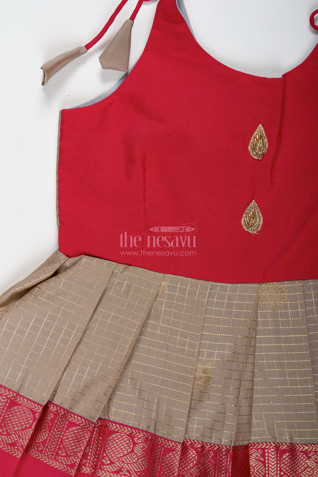 The Nesavu Tie-up Frock Baby Girl Semi Silk Frock for Naming Ceremony and Ethnic Photoshoots Nesavu Nesavu baby girl semi silk frock zari skirt naming ceremony festive wear