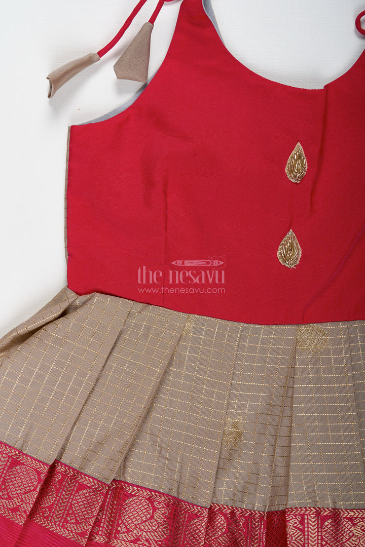 The Nesavu Tie-up Frock Baby Girl Semi Silk Frock for Naming Ceremony and Ethnic Photoshoots Nesavu Nesavu baby girl semi silk frock zari skirt naming ceremony festive wear