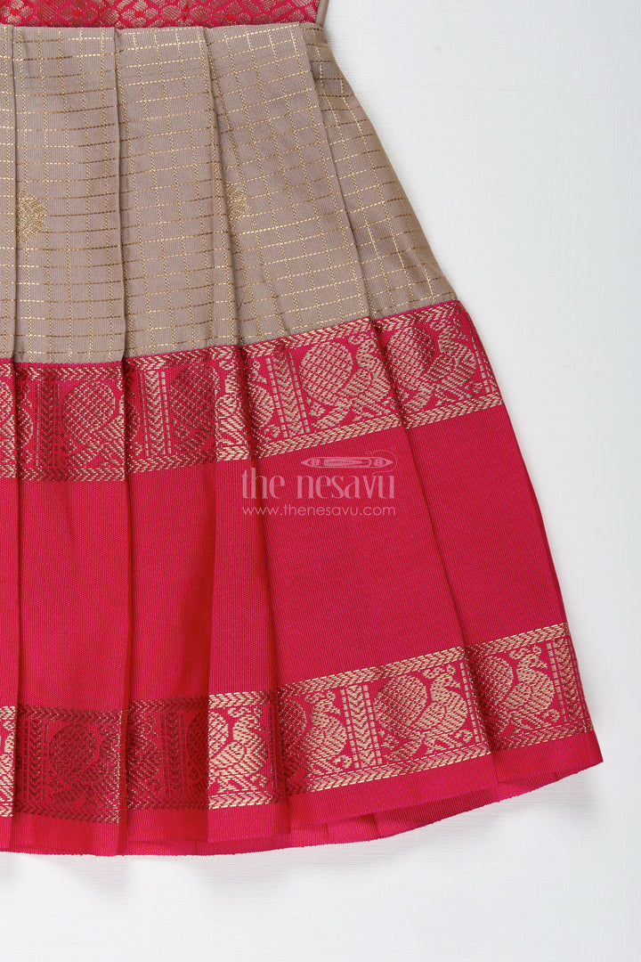 The Nesavu Tie-up Frock Baby Girl Semi Silk Frock for Naming Ceremony and Ethnic Photoshoots Nesavu Nesavu baby girl semi silk frock zari skirt naming ceremony festive wear