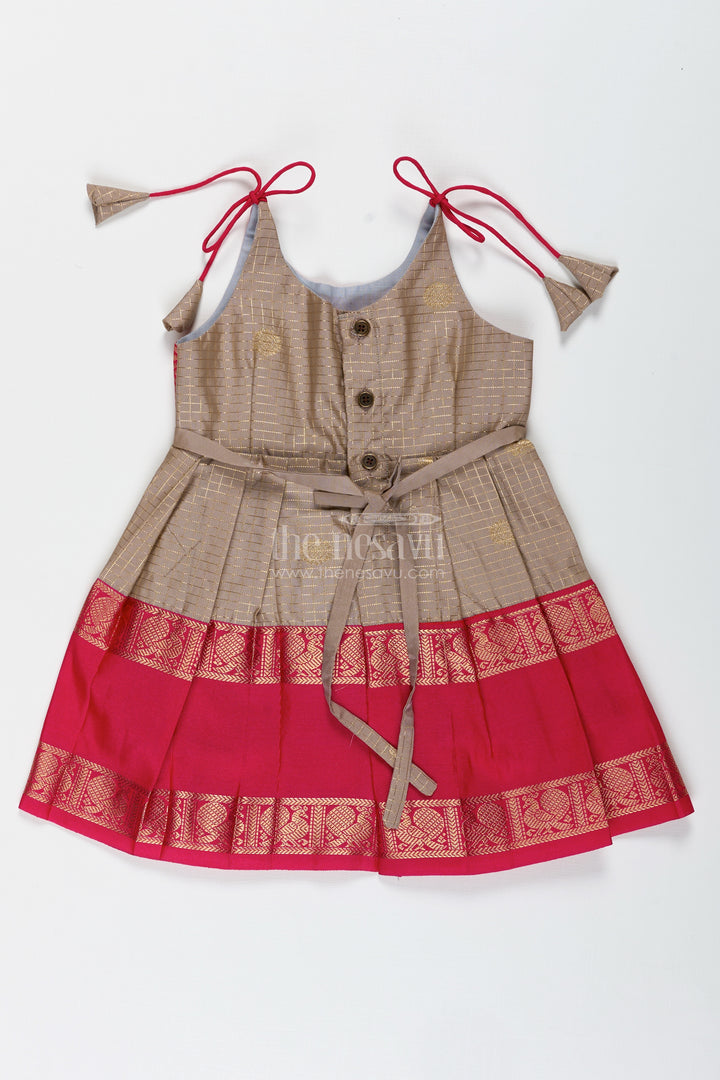 The Nesavu Tie-up Frock Baby Girl Semi Silk Frock for Naming Ceremony and Ethnic Photoshoots Nesavu Nesavu baby girl semi silk frock zari skirt naming ceremony festive wear