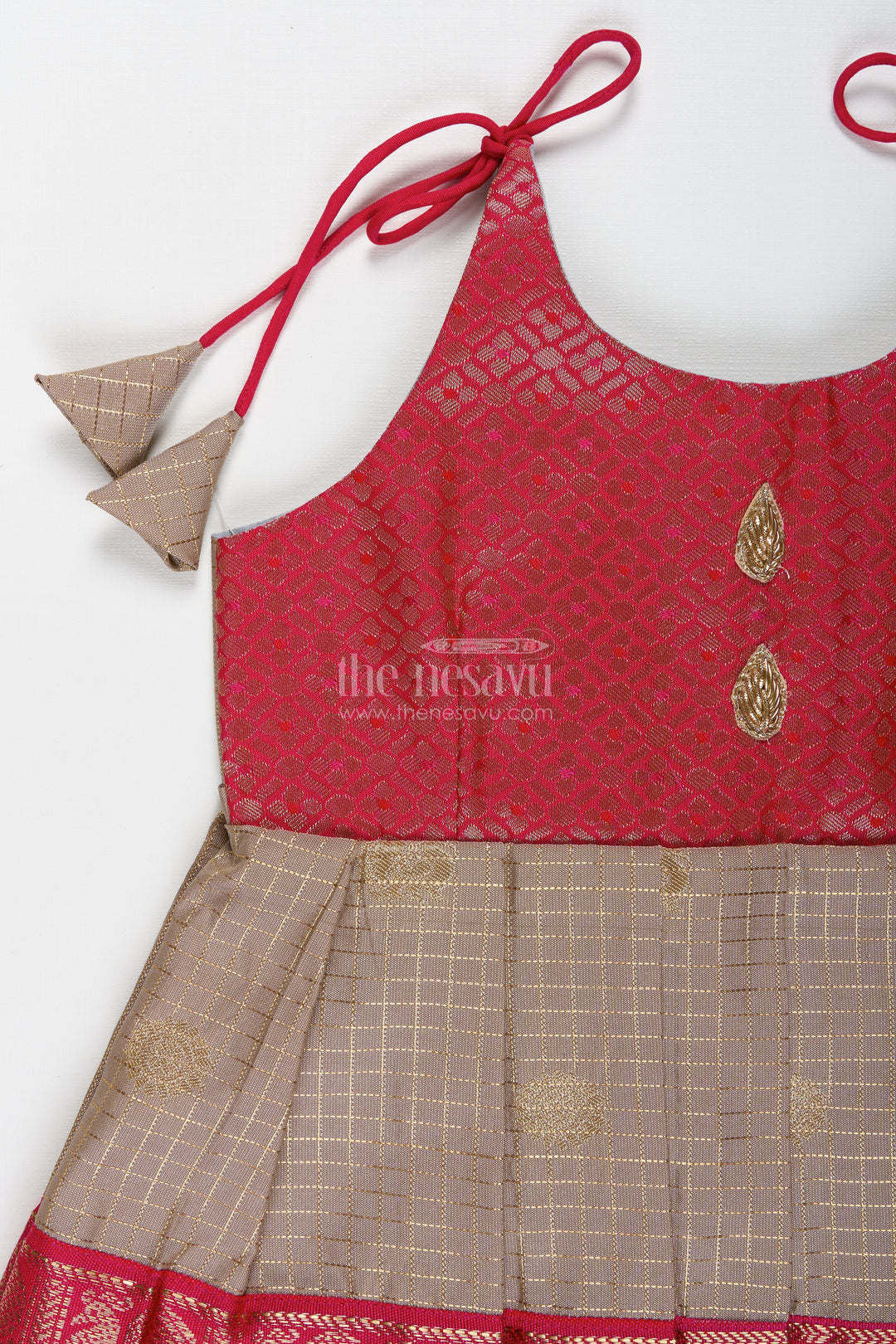 The Nesavu Tie-up Frock Baby Girl Semi Silk Frock for Naming Ceremony and Ethnic Photoshoots Nesavu Nesavu baby girl semi silk frock zari skirt naming ceremony festive wear