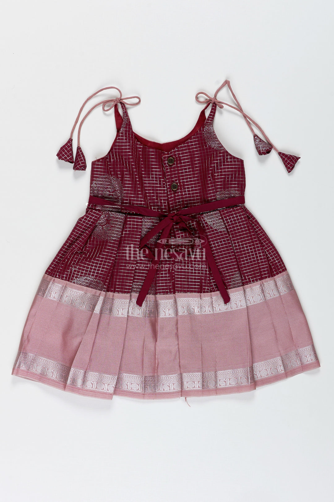 The Nesavu Tie-up Frock Baby Girl Semi Silk Frock for Traditional Functions and Naming Ceremony Nesavu Nesavu baby girl semi silk frock naming ceremony ethnic occasions