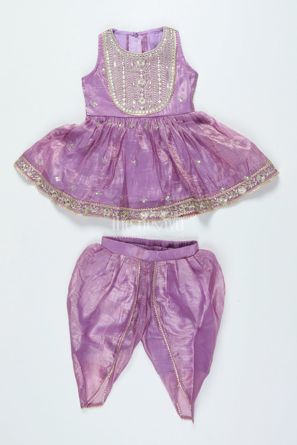 The Nesavu Girls Sharara / Plazo Set Baby Girl Sharara Set for Festive Weddings and Cultural Occasions Nesavu 16 (1Y) / Purple GPS685A-16 Nesavu baby girl sharara set mirror embroidery festive functions wedding wear