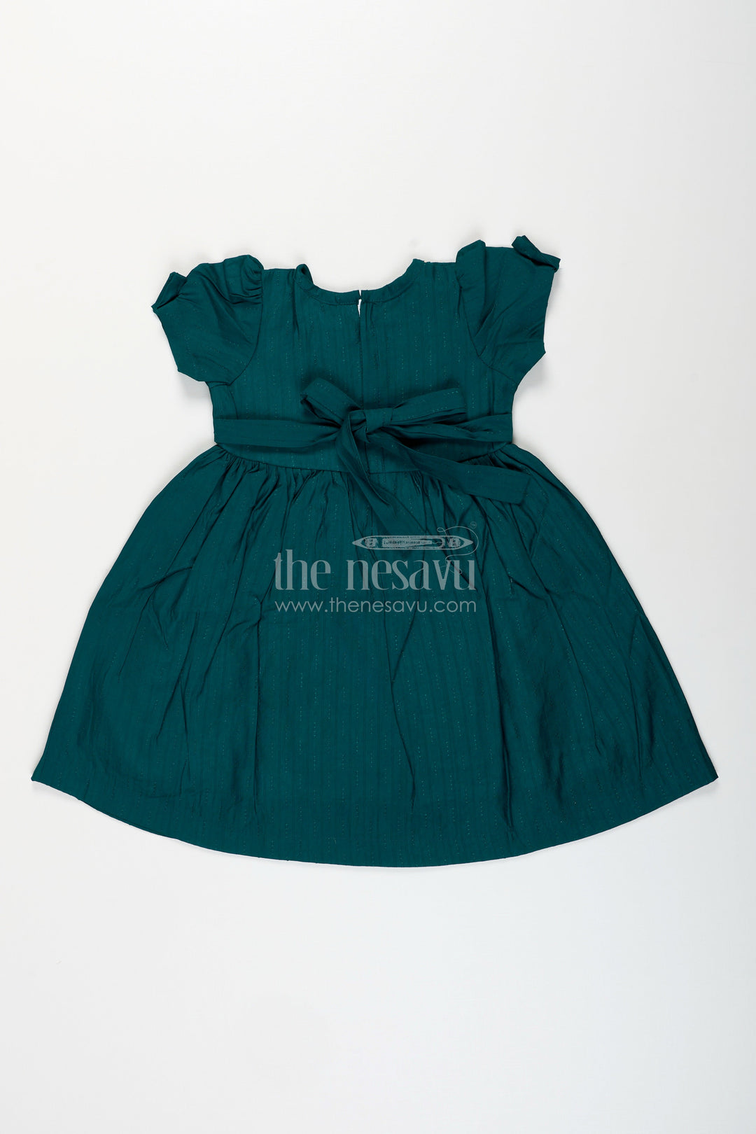 The Nesavu Girls Cotton Frock Baby girl silk blend frock in green with traditional embroidery Nesavu Nesavu baby girl green silk blend frock with elephant embroidery perfect for ethnic day and temple wear