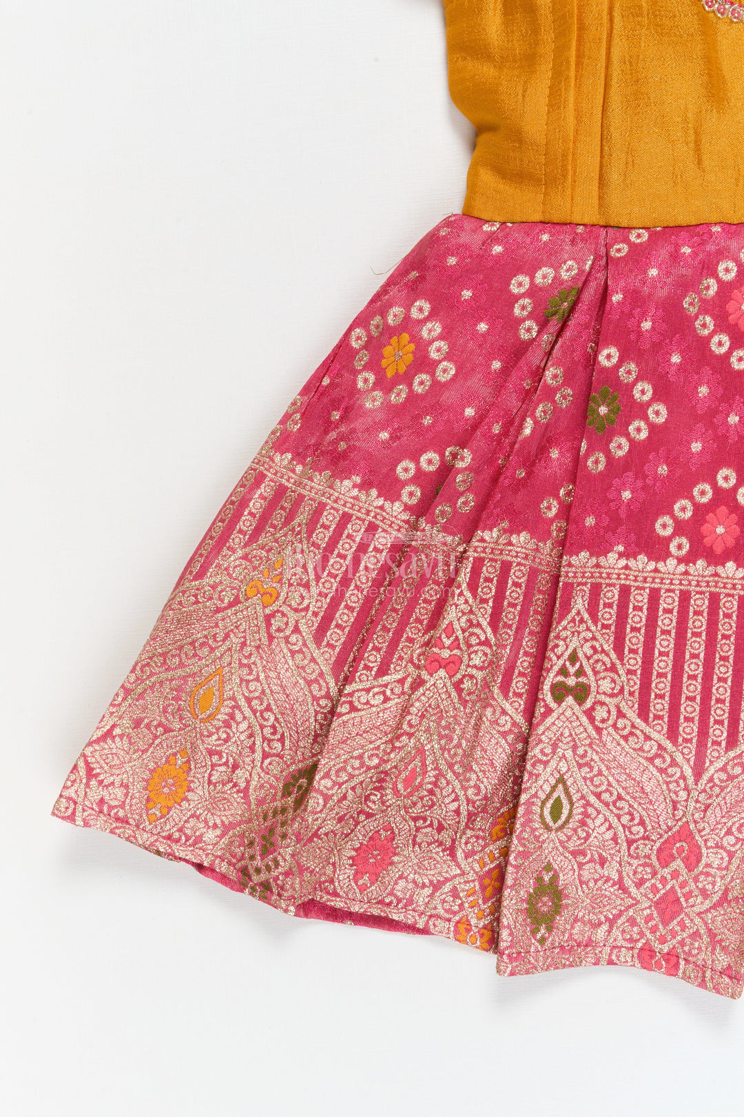 The Nesavu Silk Frock Baby Girl Silk Frock for Birthday and Festive Celebrations Nesavu Nesavu baby girl silk frock with tissue bottom for birthdays and ethnic celebrations