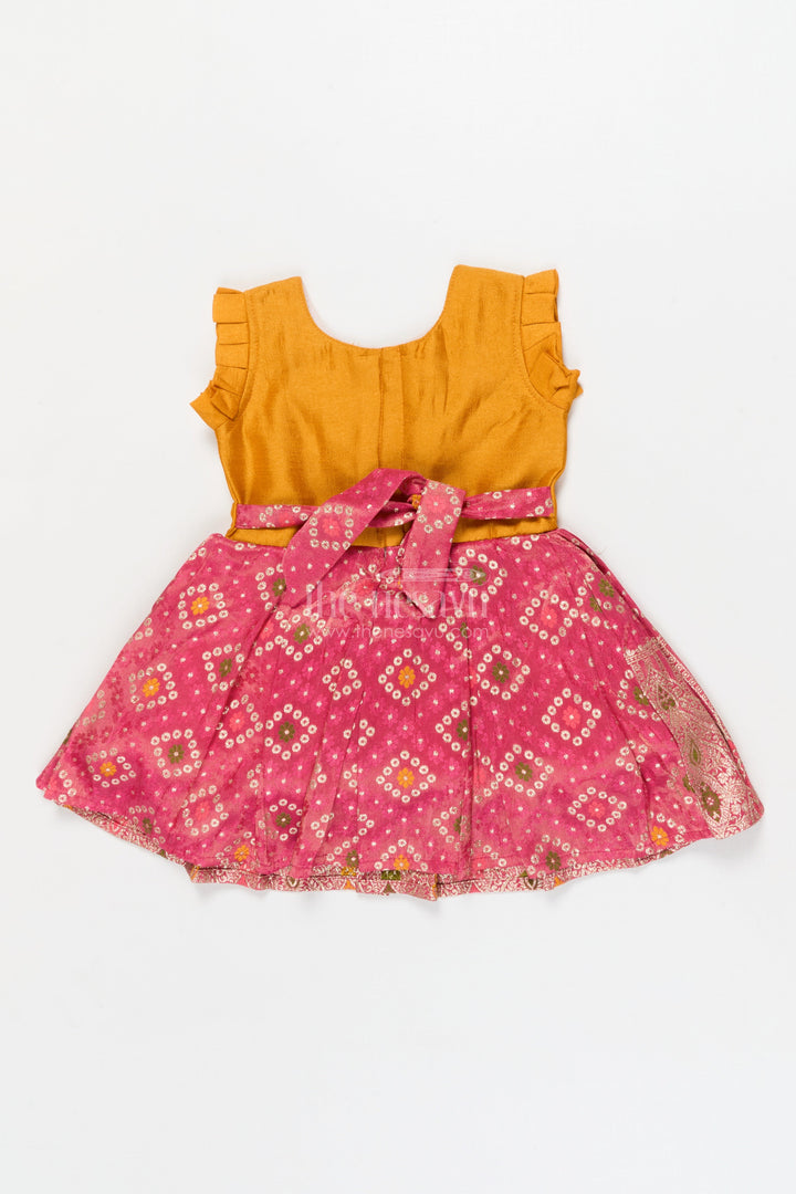The Nesavu Silk Frock Baby Girl Silk Frock for Birthday and Festive Celebrations Nesavu Nesavu baby girl silk frock with tissue bottom for birthdays and ethnic celebrations