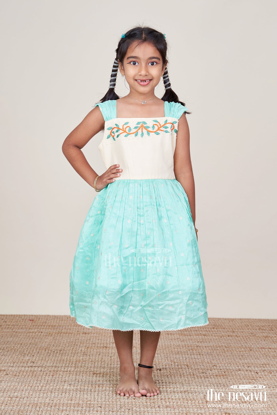 The Nesavu Silk Party Frock Baby Girl Silk Frock for Birthday Celebrations and Party Wear Nesavu Nesavu baby girl silk frock flared design birthday parties special occasions