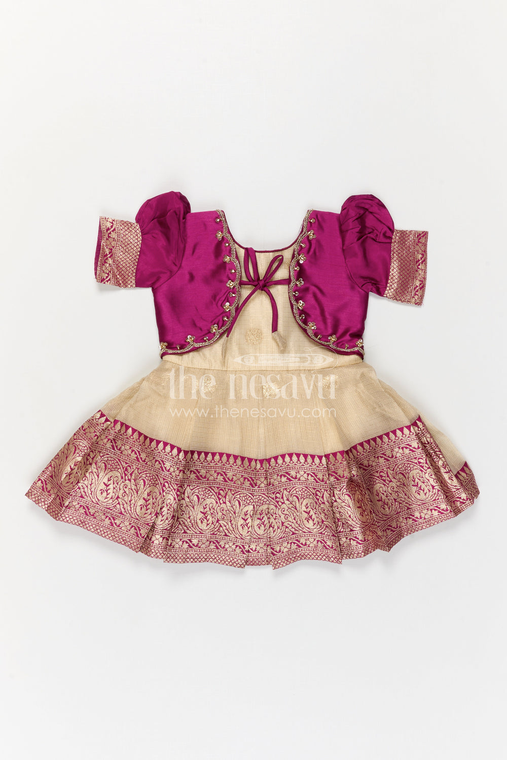 The Nesavu Silk Frock Baby Girl Silk Frock for Birthday Parties and Special Occasions Nesavu Nesavu Baby Girl Pink Silk Frock For Birthday Parties And Festive Occasions With Tissue Skirt Design