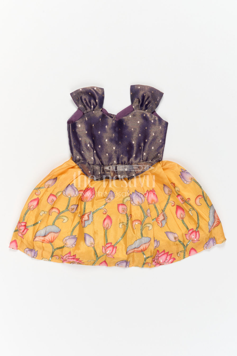 The Nesavu Silk Frock Baby Girl Silk Frock for Birthday Twirls and Photoshoot Nesavu Nesavu Baby Girl Silk Frock For Birthday Twirls And Photoshoot With Tissue Yoke Design