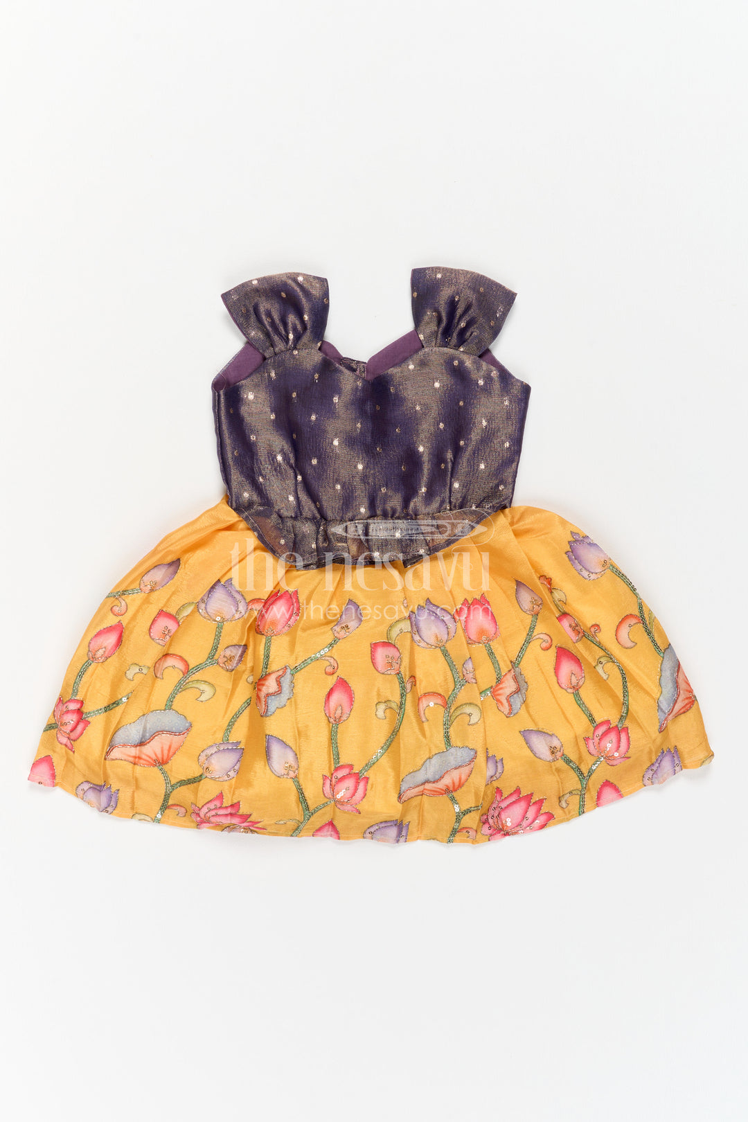 The Nesavu Silk Frock Baby Girl Silk Frock for Birthday Twirls and Photoshoot Nesavu Nesavu Baby Girl Silk Frock For Birthday Twirls And Photoshoot With Tissue Yoke Design