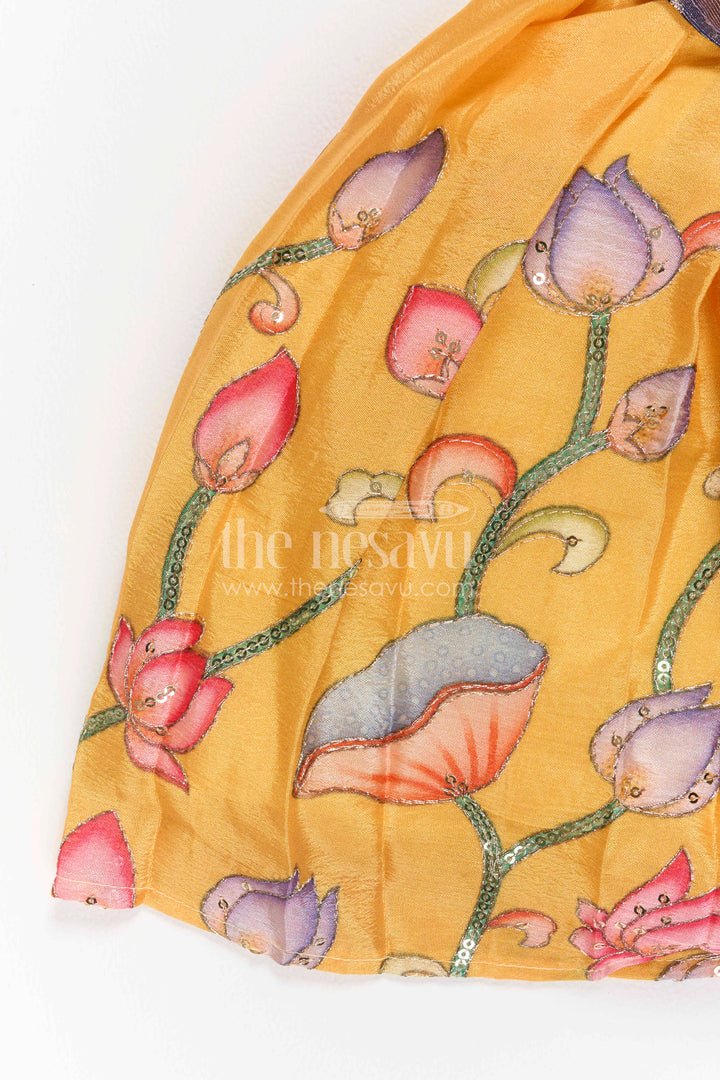 The Nesavu Silk Frock Baby Girl Silk Frock for Birthday Twirls and Photoshoot Nesavu Nesavu Baby Girl Silk Frock For Birthday Twirls And Photoshoot With Tissue Yoke Design
