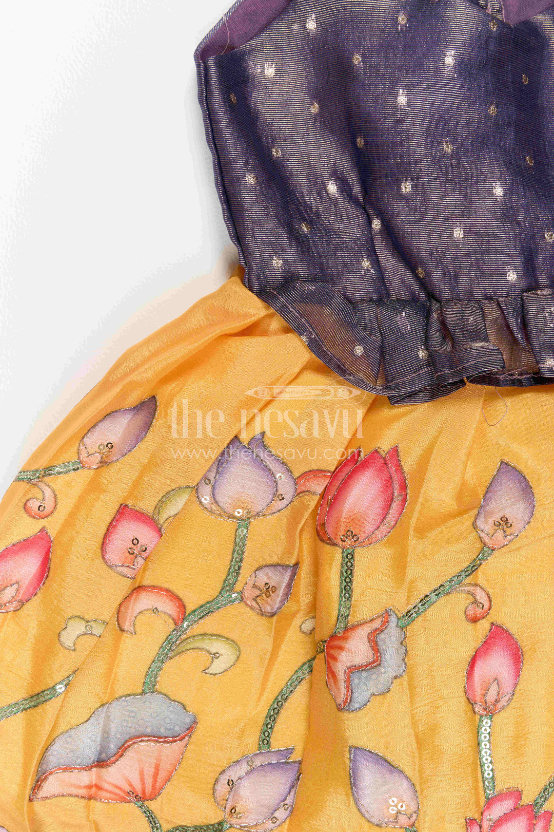 The Nesavu Silk Frock Baby Girl Silk Frock for Birthday Twirls and Photoshoot Nesavu Nesavu Baby Girl Silk Frock For Birthday Twirls And Photoshoot With Tissue Yoke Design