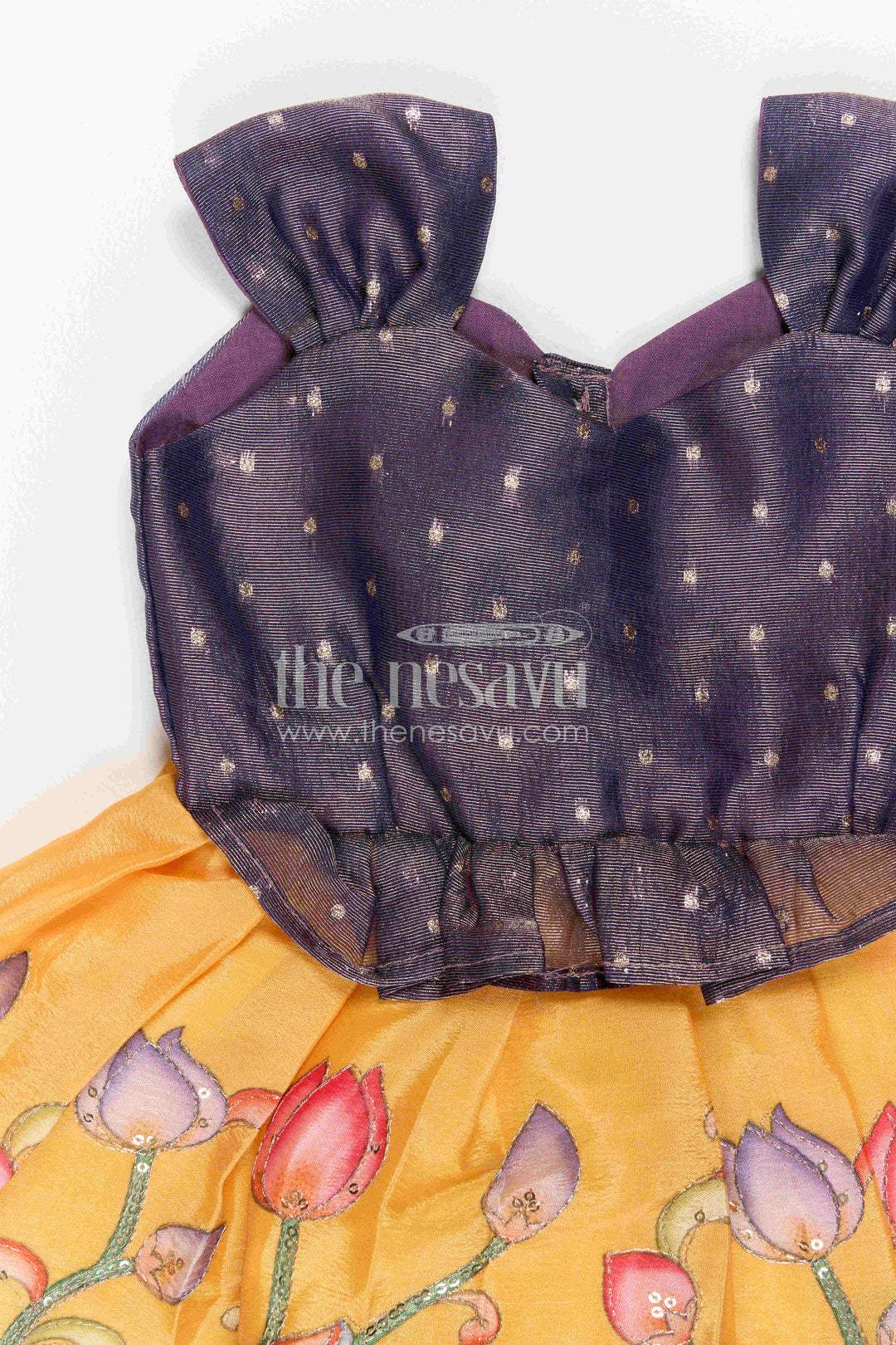 The Nesavu Silk Frock Baby Girl Silk Frock for Birthday Twirls and Photoshoot Nesavu Nesavu Baby Girl Silk Frock For Birthday Twirls And Photoshoot With Tissue Yoke Design