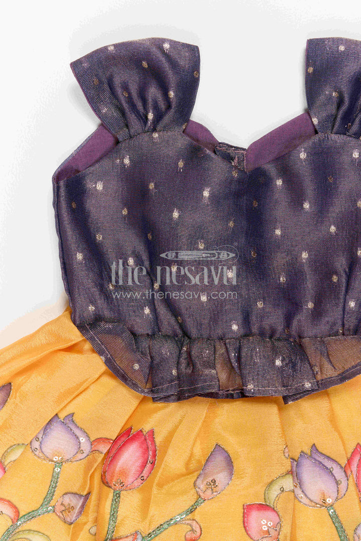 The Nesavu Silk Frock Baby Girl Silk Frock for Birthday Twirls and Photoshoot Nesavu Nesavu Baby Girl Silk Frock For Birthday Twirls And Photoshoot With Tissue Yoke Design