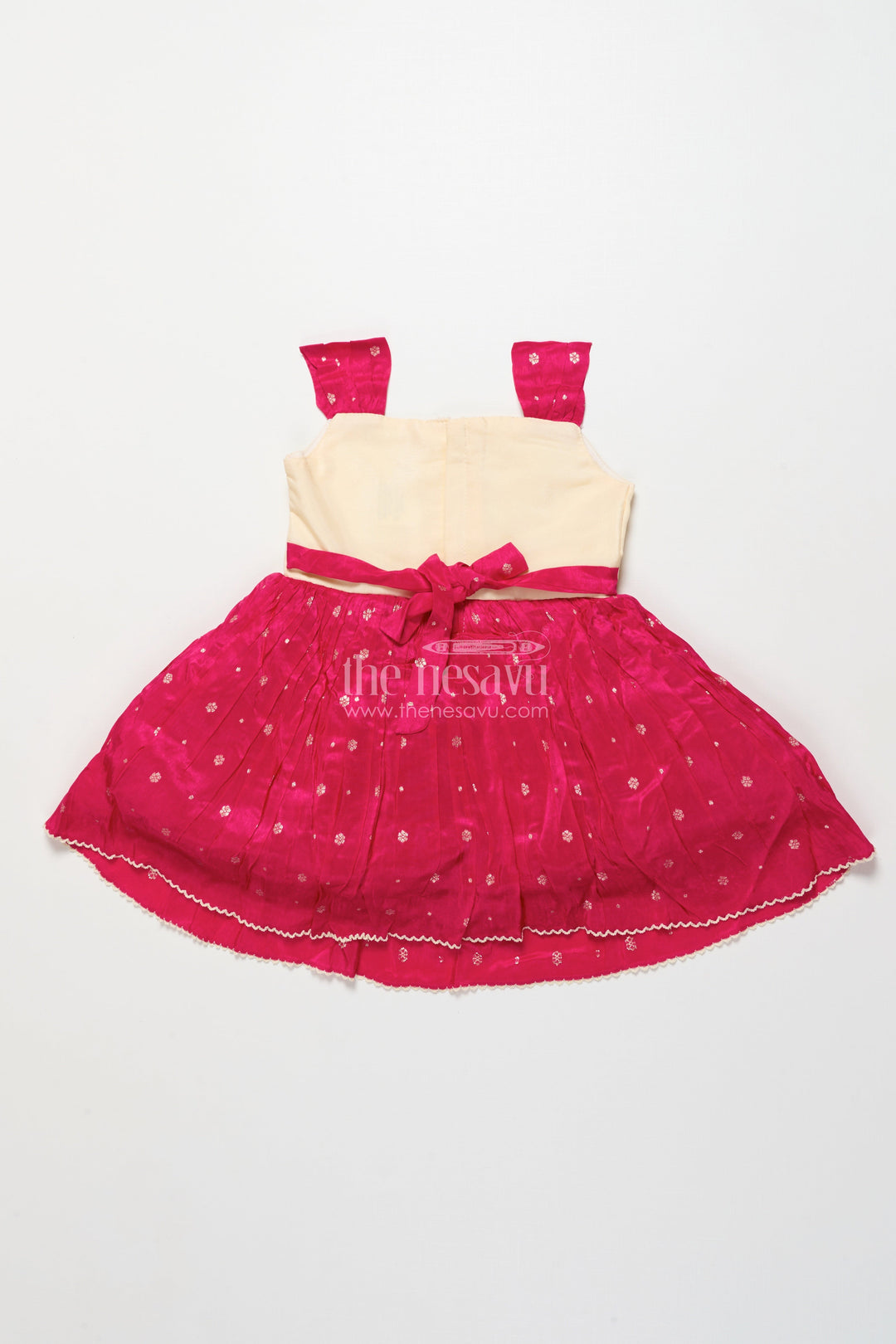 The Nesavu Silk Frock Baby Girl Silk Frock for Birthdays and Special Occasions Nesavu Nesavu baby girl silk frock embroidered yoke birthdays special family occasions