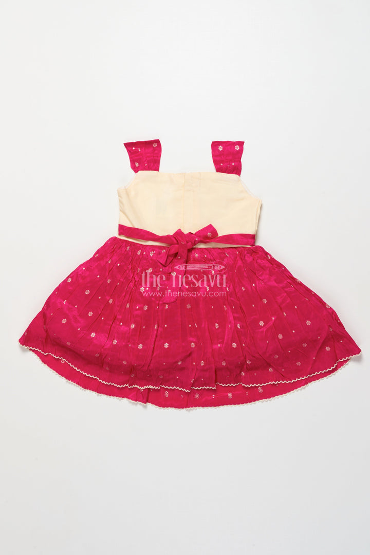 The Nesavu Silk Frock Baby Girl Silk Frock for Birthdays and Special Occasions Nesavu Nesavu baby girl silk frock embroidered yoke birthdays special family occasions