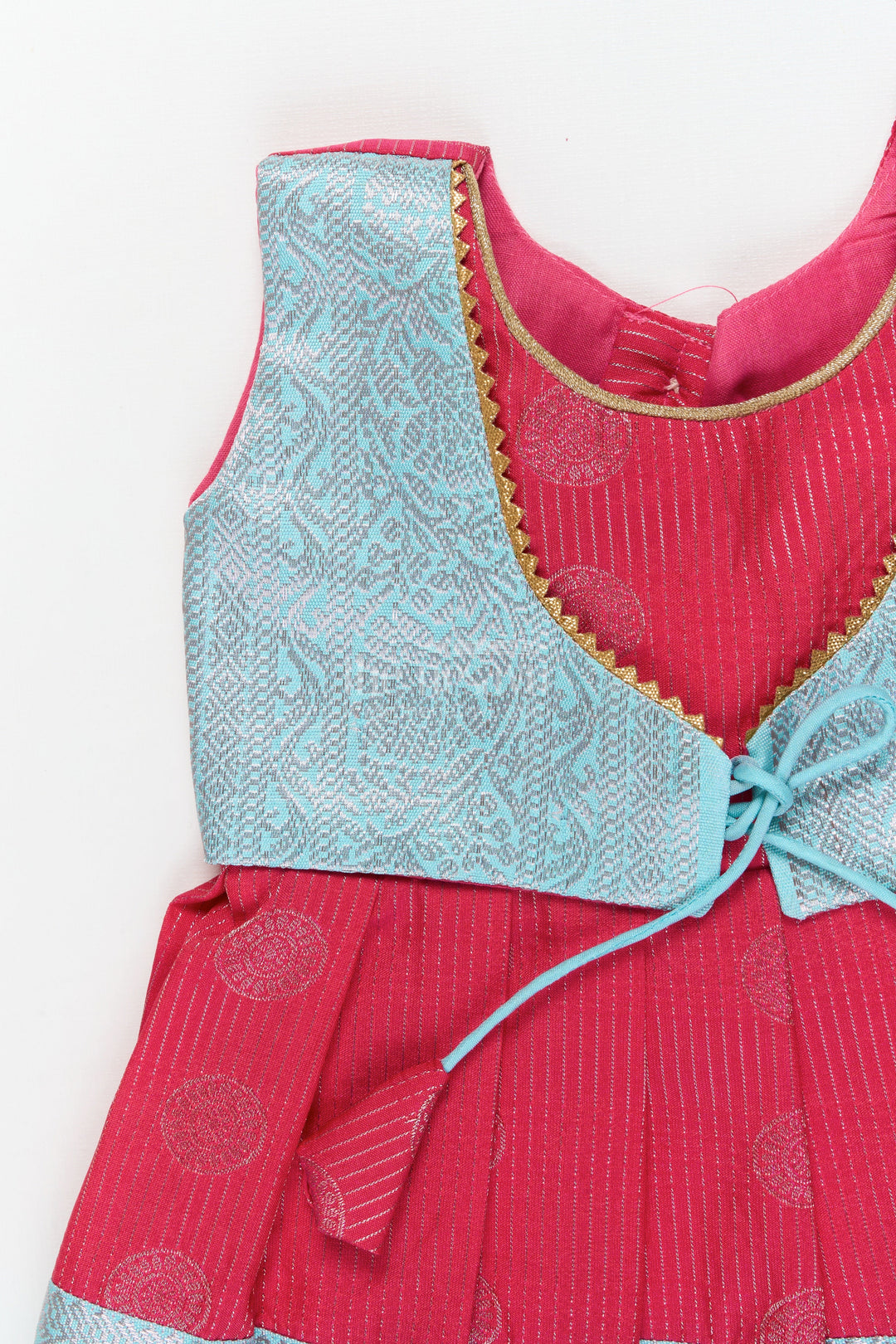 The Nesavu Girls Kanchi Silk Frock Baby Girl Silk Frock for Birthdays and Traditional Celebrations Nesavu Nesavu baby girl silk frock with zari border and overlay for birthdays and festive events