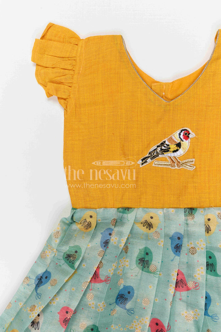 The Nesavu Silk Frock Baby Girl Silk Frock for Casual Festive Wear and Outings Nesavu Nesavu baby girl silk frock for casual festive wear with chanderi cotton digital print and comfortable flared style