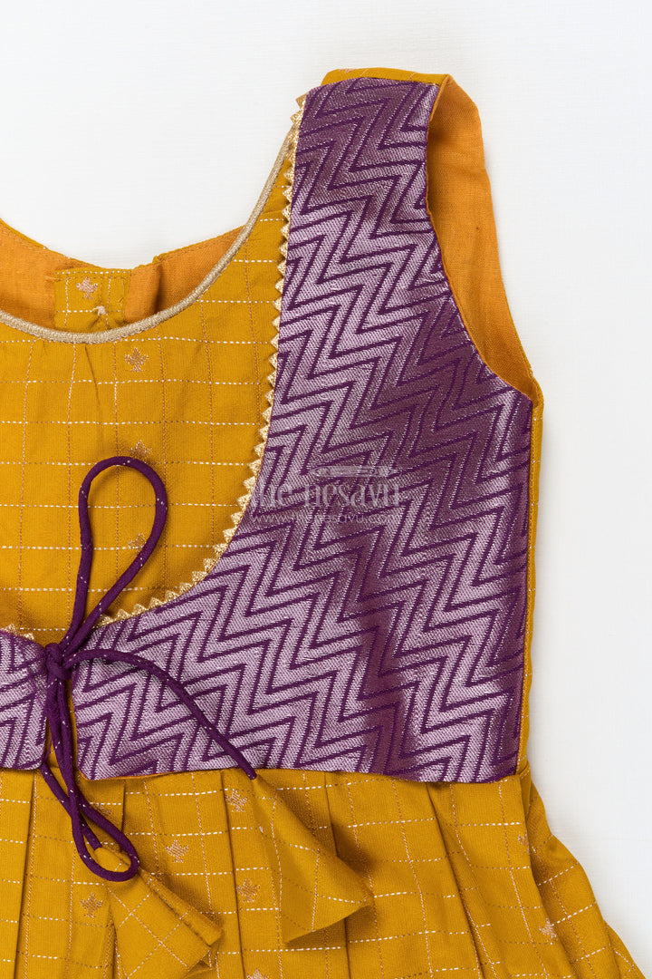 The Nesavu Girls Kanchi Silk Frock Baby Girl Silk Frock for Festive Celebrations and Traditional Gatherings Nesavu Nesavu baby girl silk frock in Kanchivaram style for festive family functions and traditional events