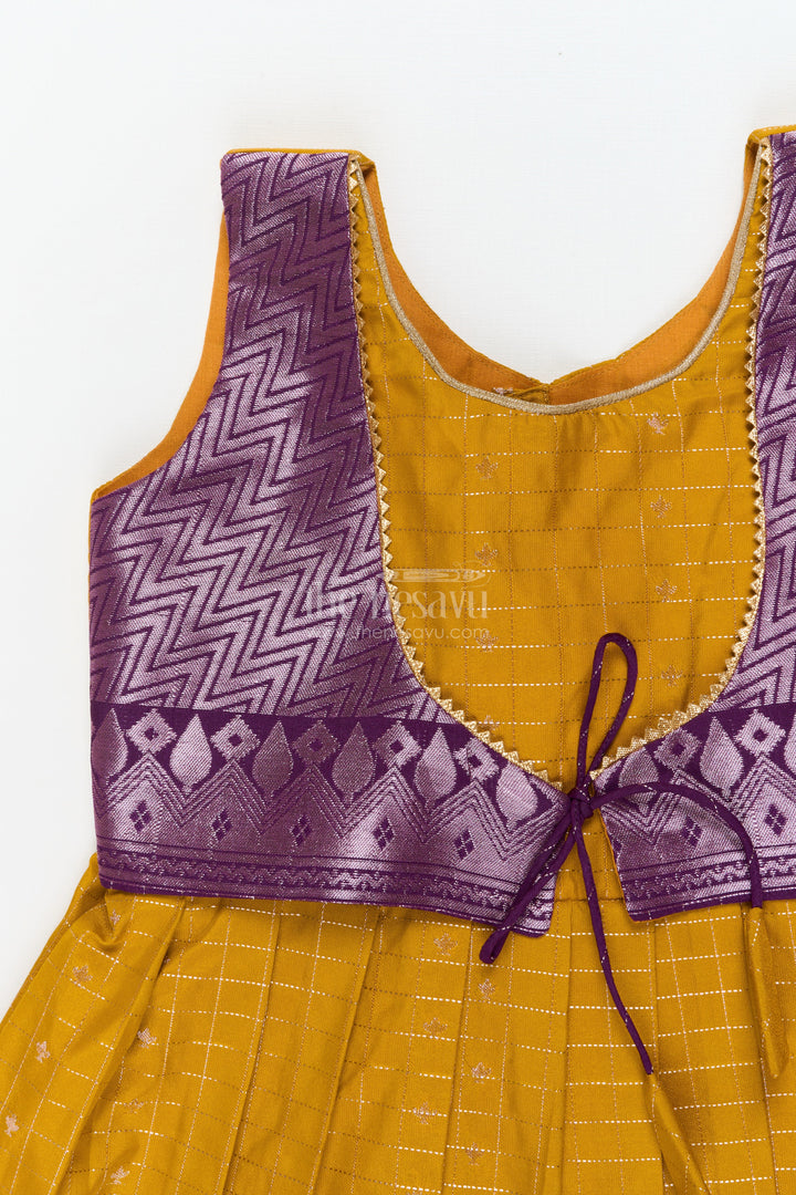 The Nesavu Girls Kanchi Silk Frock Baby Girl Silk Frock for Festive Celebrations and Traditional Gatherings Nesavu Nesavu baby girl silk frock in Kanchivaram style for festive family functions and traditional events