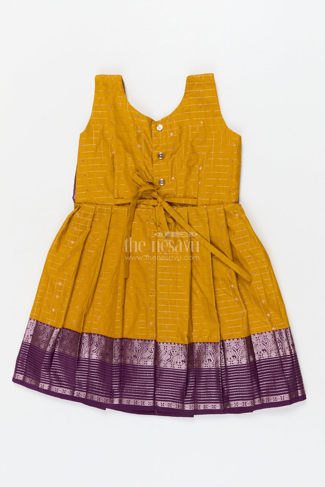 The Nesavu Girls Kanchi Silk Frock Baby Girl Silk Frock for Festive Celebrations and Traditional Gatherings Nesavu Nesavu baby girl silk frock in Kanchivaram style for festive family functions and traditional events