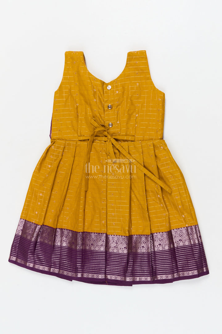 The Nesavu Girls Kanchi Silk Frock Baby Girl Silk Frock for Festive Celebrations and Traditional Gatherings Nesavu Nesavu baby girl silk frock in Kanchivaram style for festive family functions and traditional events