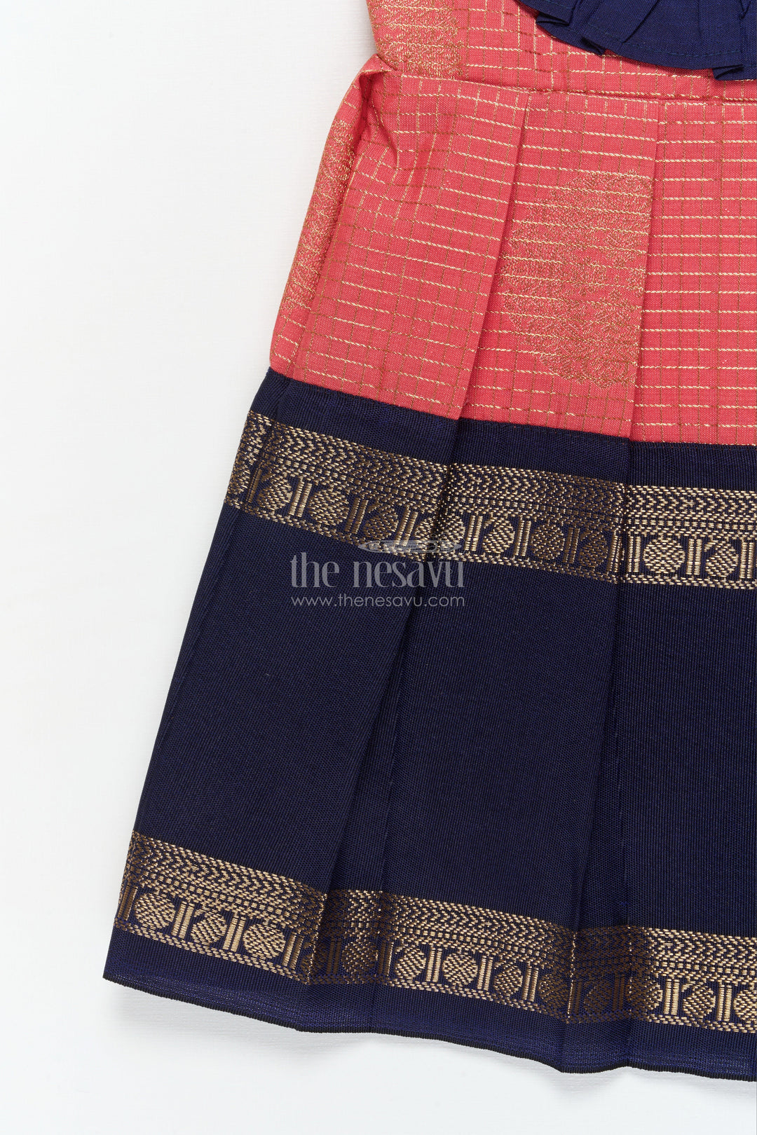 The Nesavu Girls Kanchi Silk Frock Baby Girl Silk Frock for Festive Gatherings and Cultural School Programs Nesavu Nesavu baby girl silk frock with zari borders and frilled yoke for festive occasions and school functions