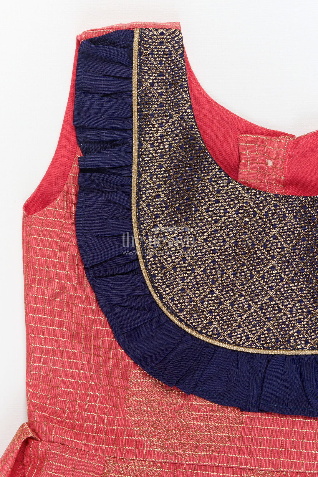 The Nesavu Girls Kanchi Silk Frock Baby Girl Silk Frock for Festive Gatherings and Cultural School Programs Nesavu Nesavu baby girl silk frock with zari borders and frilled yoke for festive occasions and school functions