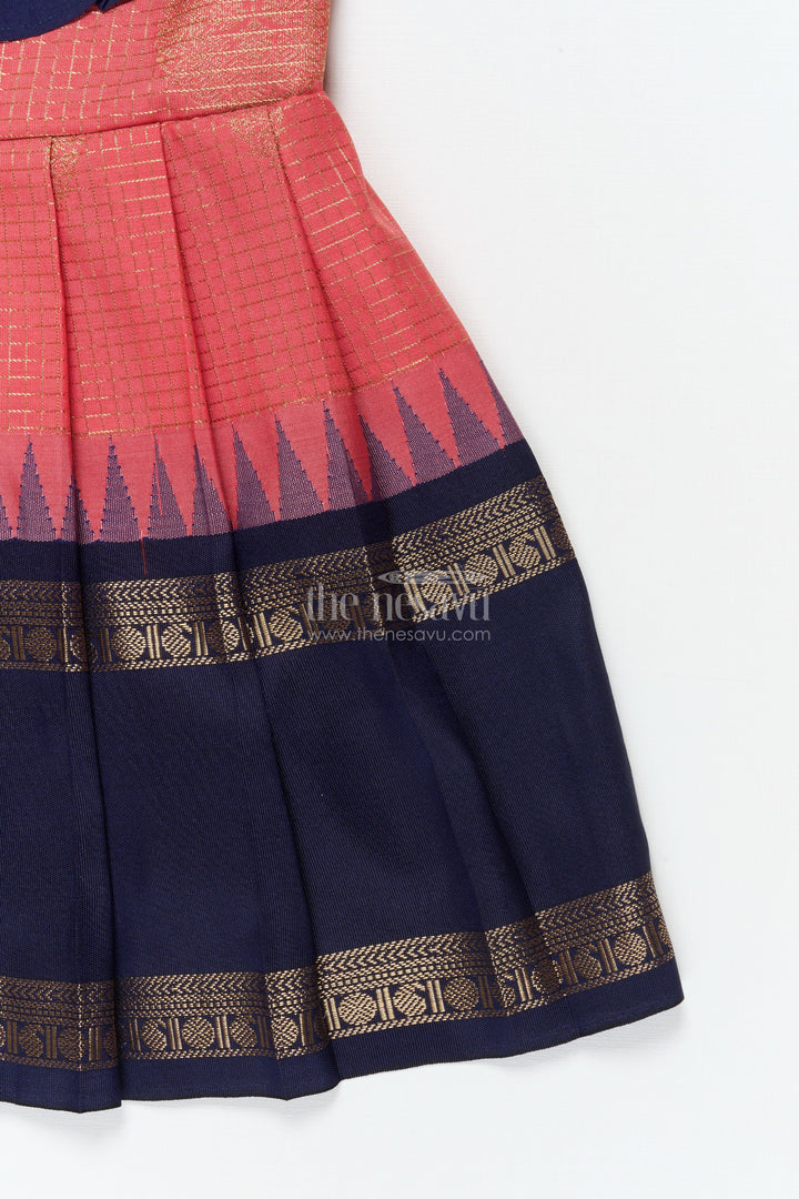 The Nesavu Girls Kanchi Silk Frock Baby Girl Silk Frock for Festive Gatherings and Cultural School Programs Nesavu Nesavu baby girl silk frock with zari borders and frilled yoke for festive occasions and school functions