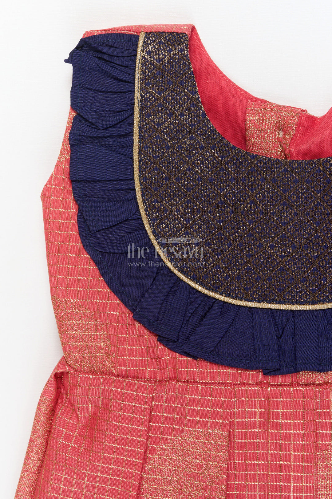 The Nesavu Girls Kanchi Silk Frock Baby Girl Silk Frock for Festive Gatherings and Cultural School Programs Nesavu Nesavu baby girl silk frock with zari borders and frilled yoke for festive occasions and school functions