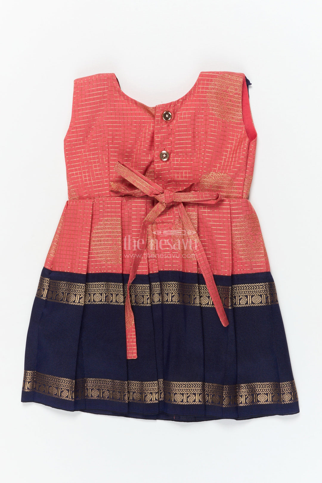 The Nesavu Girls Kanchi Silk Frock Baby Girl Silk Frock for Festive Gatherings and Cultural School Programs Nesavu Nesavu baby girl silk frock with zari borders and frilled yoke for festive occasions and school functions