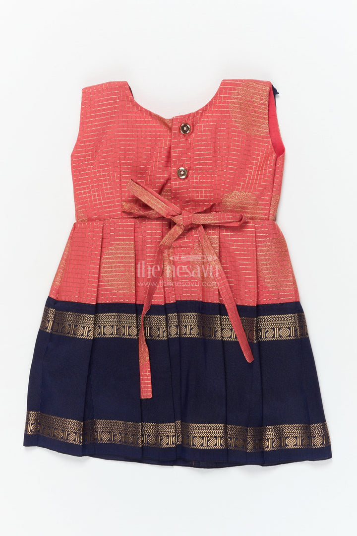 The Nesavu Girls Kanchi Silk Frock Baby Girl Silk Frock for Festive Gatherings and Cultural School Programs Nesavu Nesavu baby girl silk frock with zari borders and frilled yoke for festive occasions and school functions