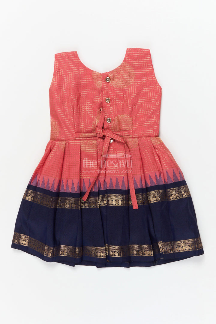 The Nesavu Girls Kanchi Silk Frock Baby Girl Silk Frock for Festive Gatherings and Cultural School Programs Nesavu Nesavu baby girl silk frock with zari borders and frilled yoke for festive occasions and school functions