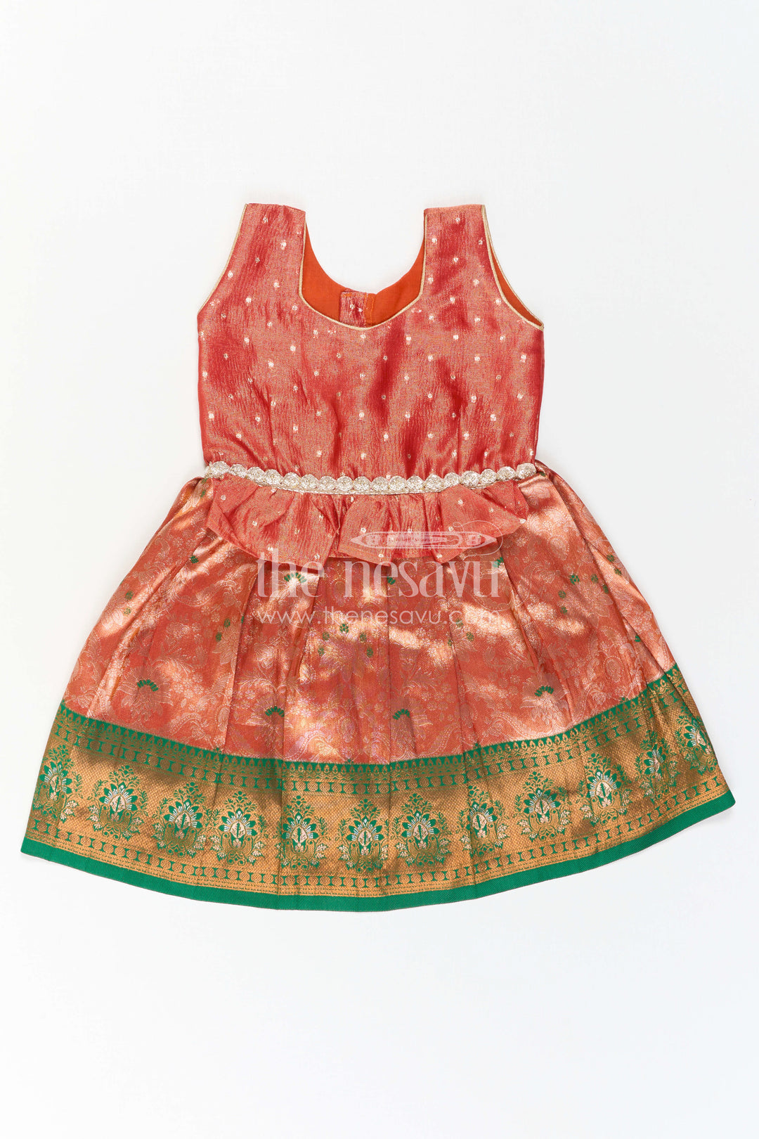 The Nesavu Silk Frock Baby Girl Silk Frock for Festive Photos and Traditional Functions Nesavu Nesavu Baby Girl Silk Frock With Tissue Yoke And Zari Border For Festive Celebrations