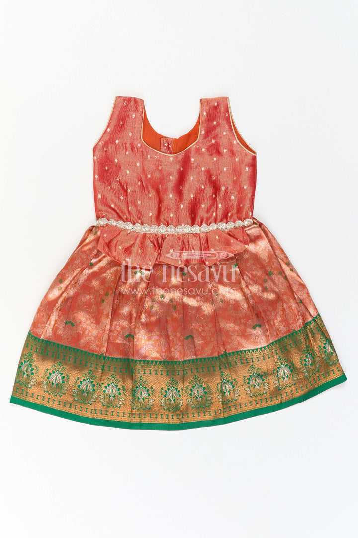 The Nesavu Silk Frock Baby Girl Silk Frock for Festive Photos and Traditional Functions Nesavu Nesavu Baby Girl Silk Frock With Tissue Yoke And Zari Border For Festive Celebrations