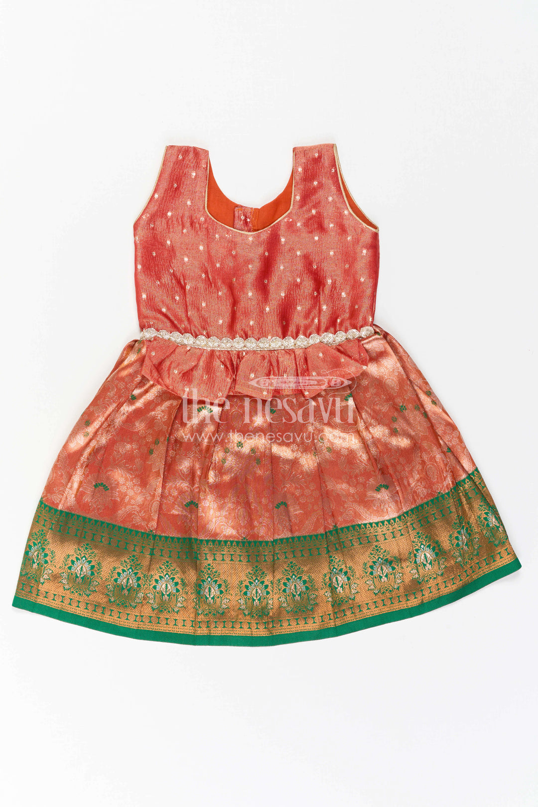 The Nesavu Silk Frock Baby Girl Silk Frock for Festive Photos and Traditional Functions Nesavu Nesavu Baby Girl Silk Frock With Tissue Yoke And Zari Border For Festive Celebrations