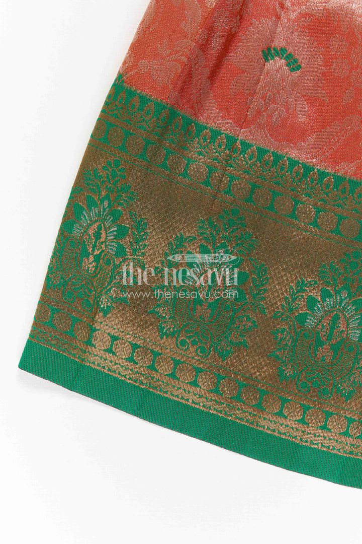 The Nesavu Silk Frock Baby Girl Silk Frock for Festive Photos and Traditional Functions Nesavu Nesavu Baby Girl Silk Frock With Tissue Yoke And Zari Border For Festive Celebrations