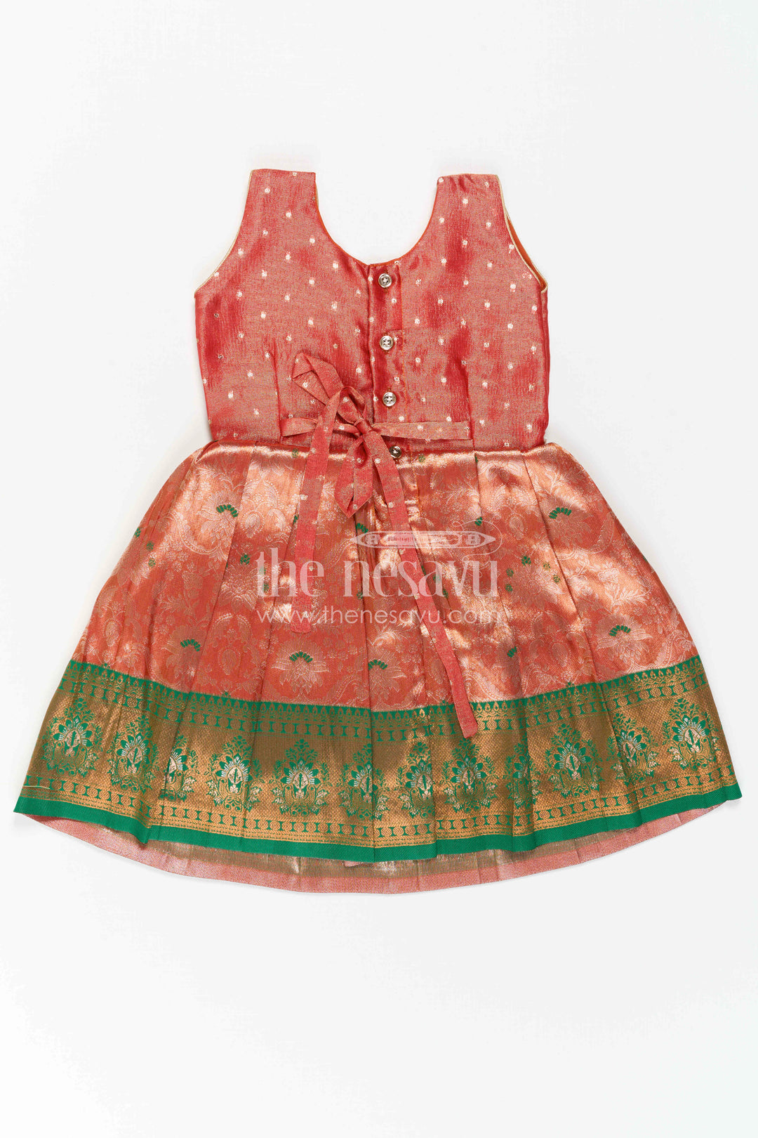 The Nesavu Silk Frock Baby Girl Silk Frock for Festive Photos and Traditional Functions Nesavu Nesavu Baby Girl Silk Frock With Tissue Yoke And Zari Border For Festive Celebrations