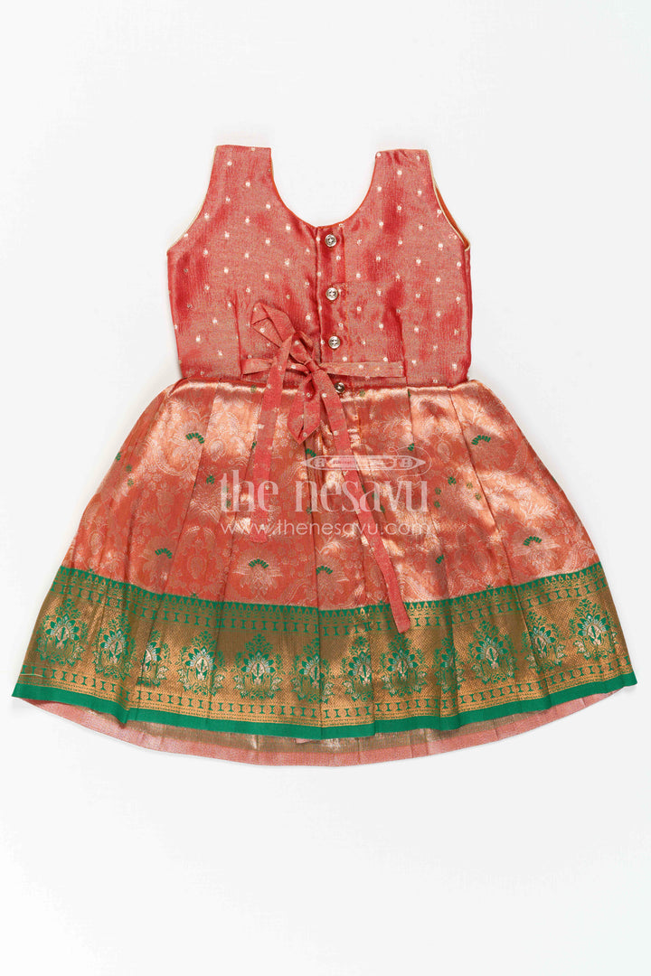 The Nesavu Silk Frock Baby Girl Silk Frock for Festive Photos and Traditional Functions Nesavu Nesavu Baby Girl Silk Frock With Tissue Yoke And Zari Border For Festive Celebrations