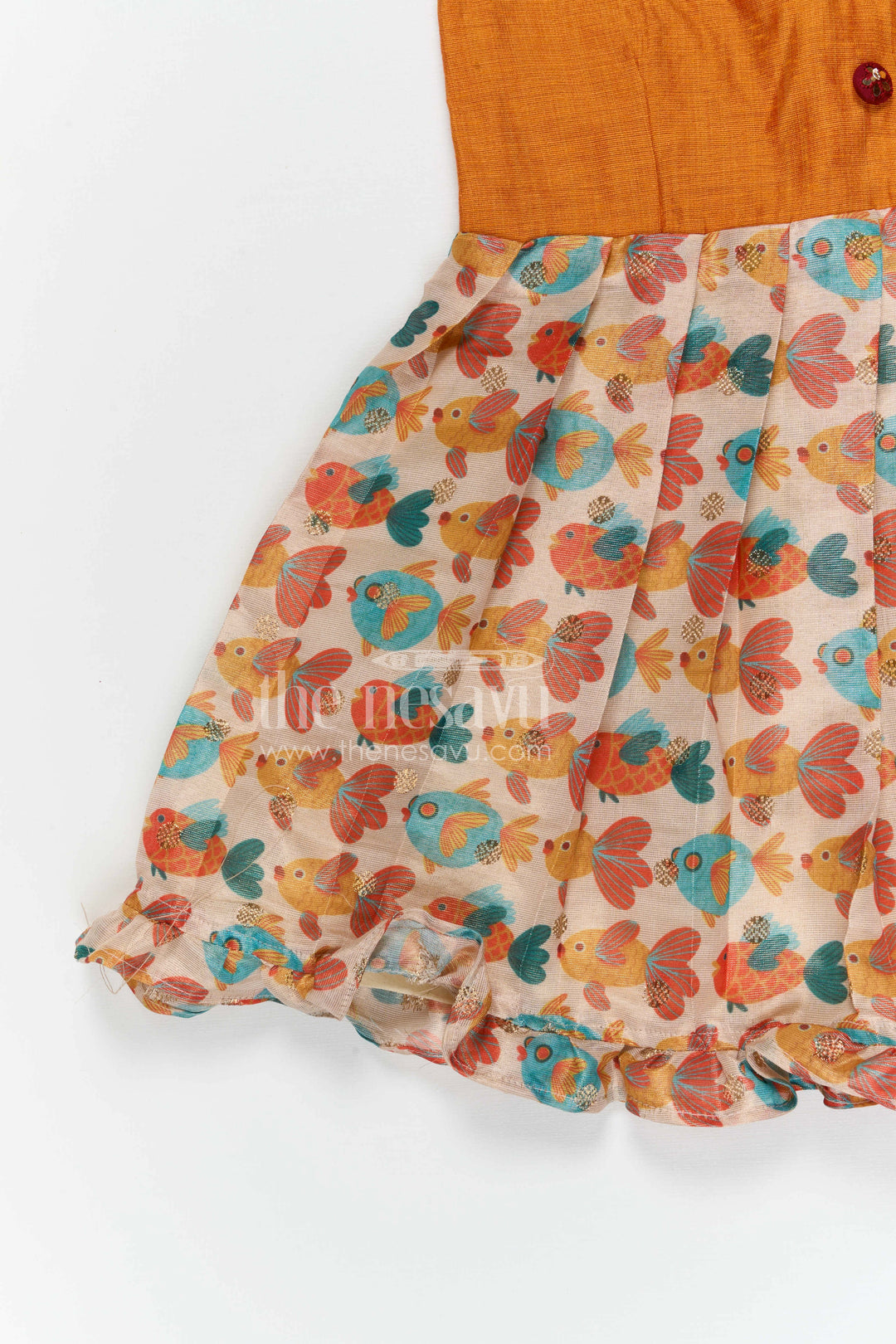 The Nesavu Silk Frock Baby Girl Silk Frock for Festive Wear and Family Outings Nesavu Nesavu baby girl silk frock for festive wear and outings with chanderi cotton digital print and flared design