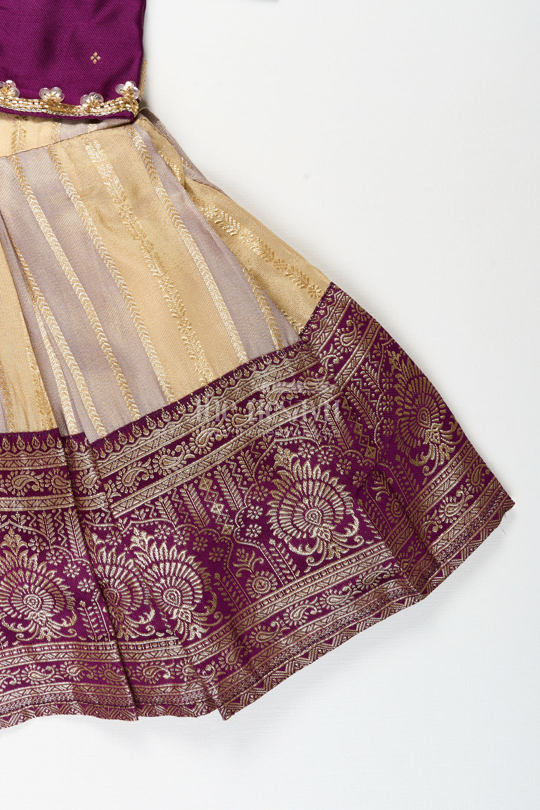 The Nesavu Silk Frock Baby girl silk frock for naming ceremony and festive functions Nesavu Nesavu baby girl silk frock in purple and gold for naming ceremonies and traditional functions