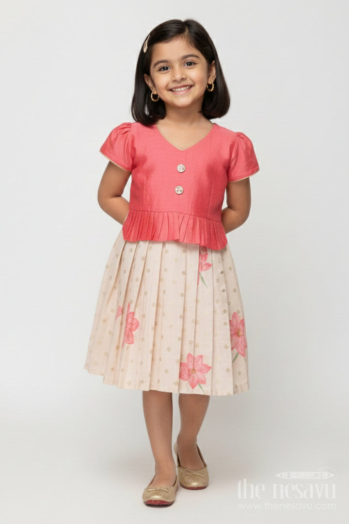 The Nesavu Silk Frock Baby Girl Silk Frock for Naming Ceremony and First Celebrations Nesavu 16 (1Y) / Pink SF1098A-16 Nesavu baby girl silk frock in Banaras art silk for naming ceremonies and festive moments