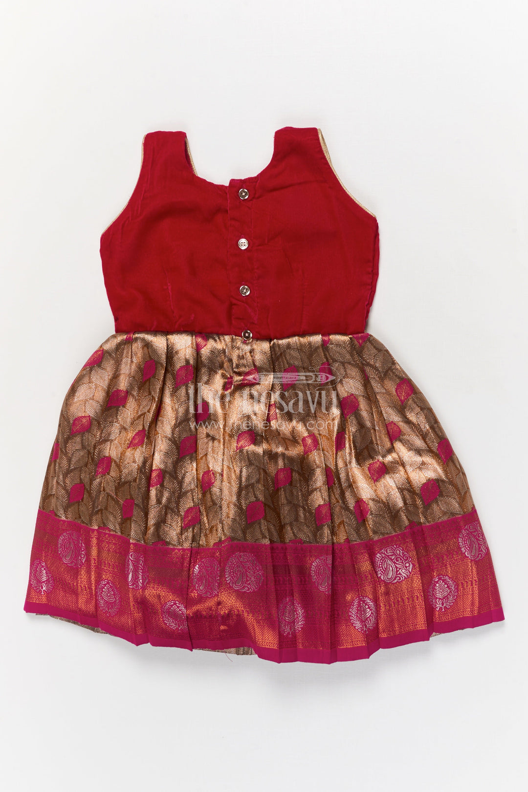 The Nesavu Silk Party Frock Baby Girl Silk Frock for Traditional Family Celebrations Nesavu Nesavu baby girl silk frock for festive occasions with velvet yoke and jacquard skirt