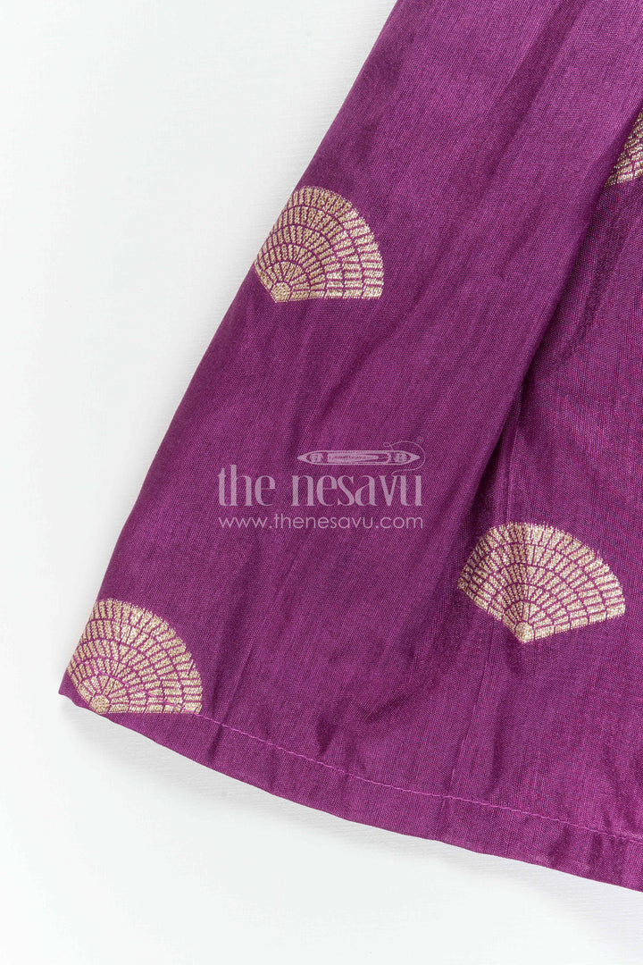 The Nesavu Silk Frock Baby Girl Silk Frock for Traditional Festive Gatherings Nesavu Nesavu Baby Girl Silk Frock With Raw Silk Yoke For Festive Family Celebrations