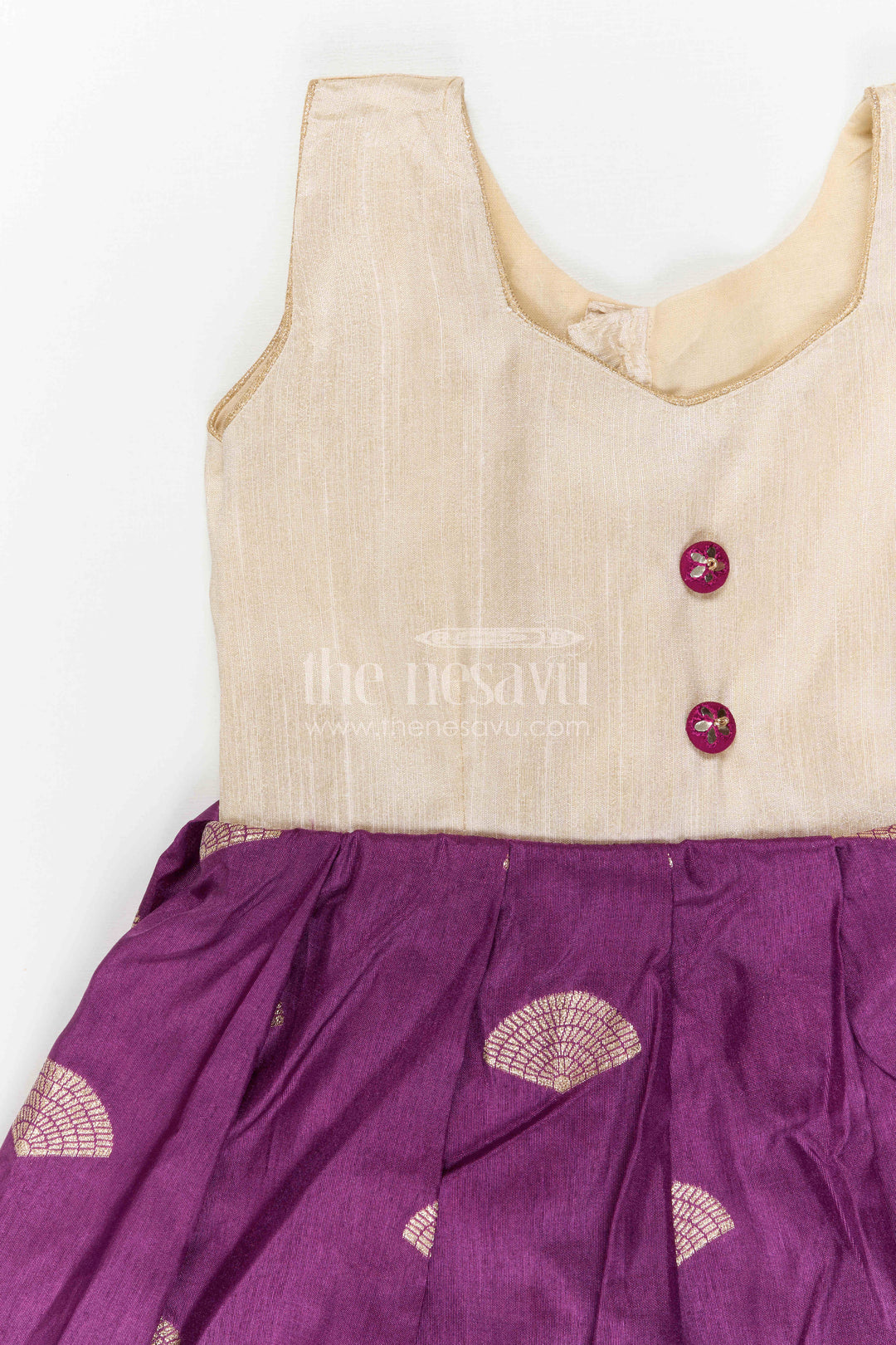 The Nesavu Silk Frock Baby Girl Silk Frock for Traditional Festive Gatherings Nesavu Nesavu Baby Girl Silk Frock With Raw Silk Yoke For Festive Family Celebrations