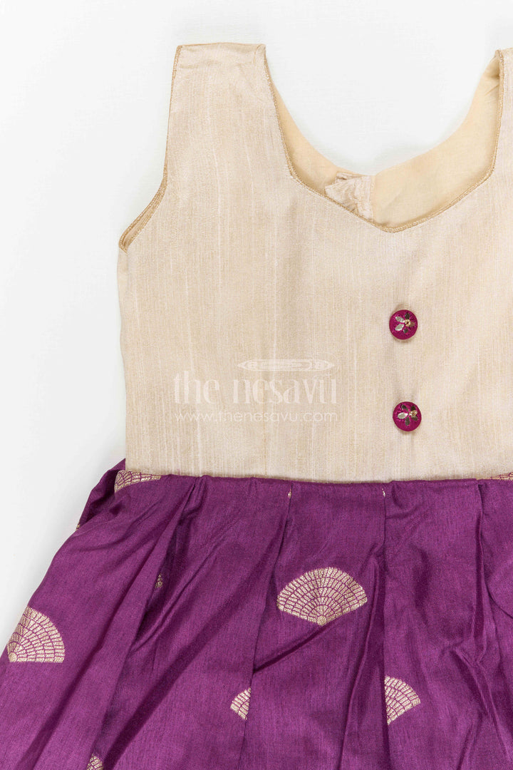 The Nesavu Silk Frock Baby Girl Silk Frock for Traditional Festive Gatherings Nesavu Nesavu Baby Girl Silk Frock With Raw Silk Yoke For Festive Family Celebrations