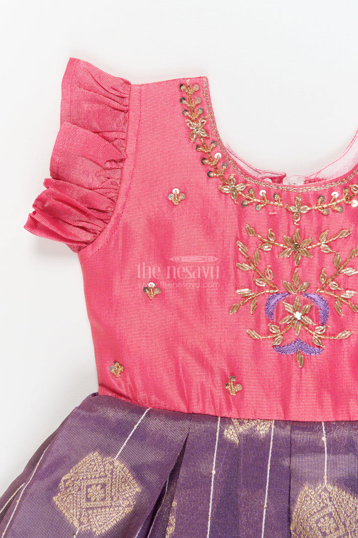 The Nesavu Silk Frock Baby Girl Silk Frock for Traditional Functions and Cultural Events Nesavu Nesavu baby girl silk jacquard frock for festive and traditional ceremonies