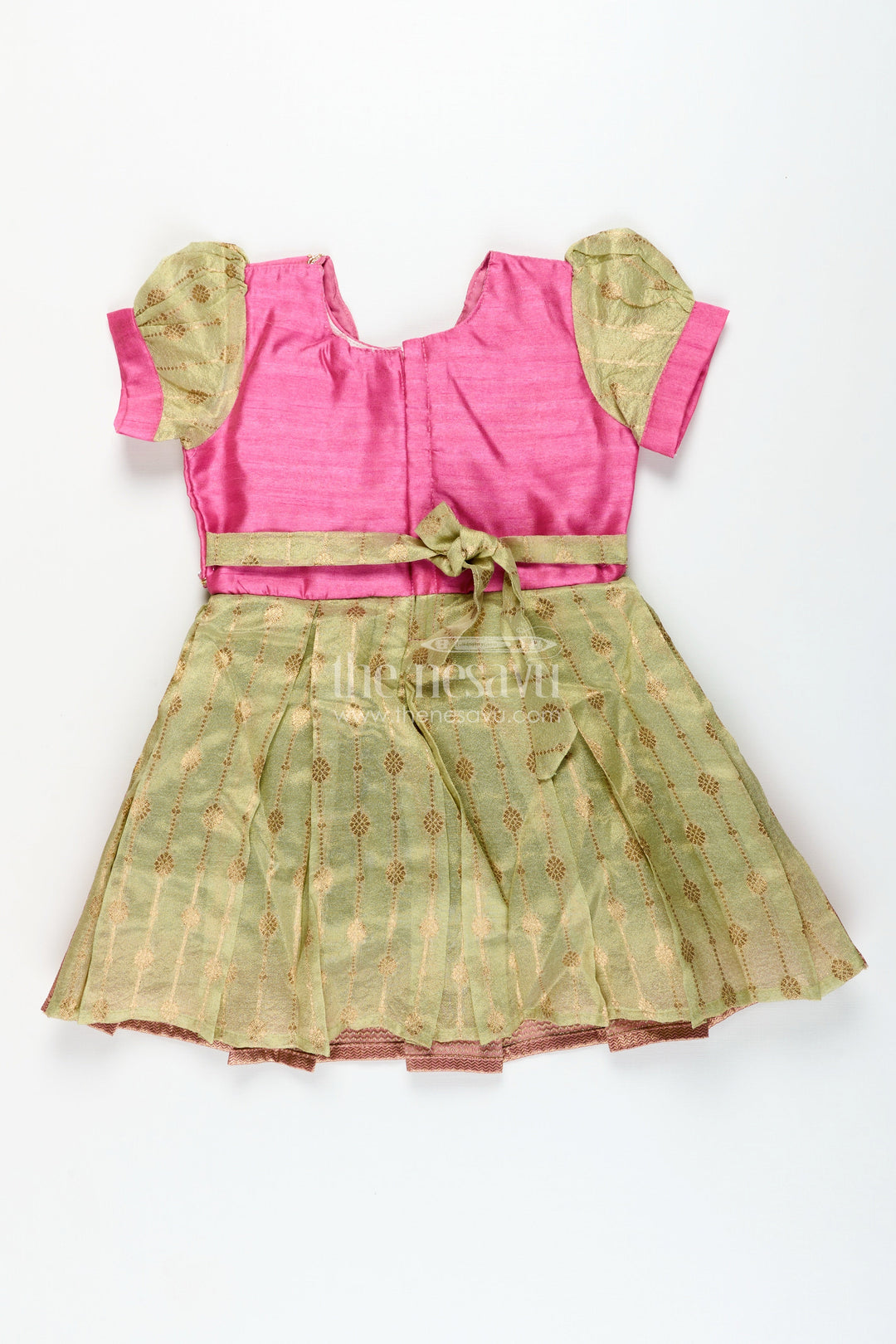 The Nesavu Silk Party Frock Baby Girl Silk Frock for Traditional Functions and Family Occasions Nesavu Nesavu baby girl silk frock traditional functions zari pleats ethnic bodice